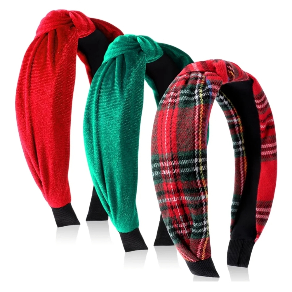 Set of Three Red and Green Christmas Headbands
